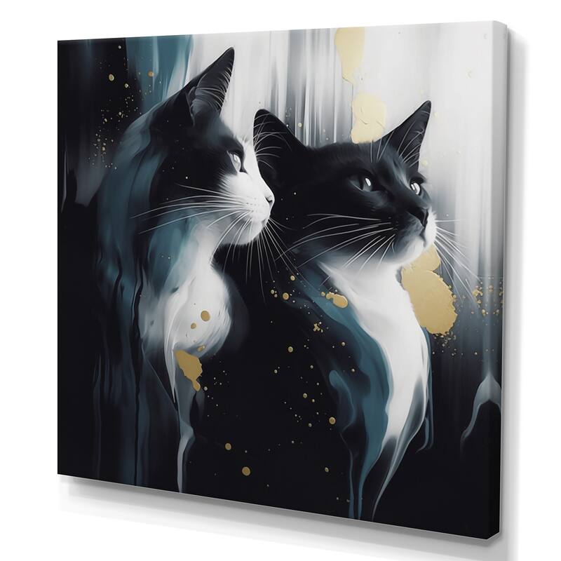 Designart "White And Black Captivating Cats Iv" Animals Cat Kittens